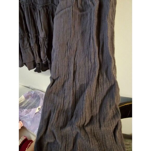 Kensie Jeans Charcoal Purple Hi-lo Crepe Tassel Peasant Blouse Large - Picture 5 of 10